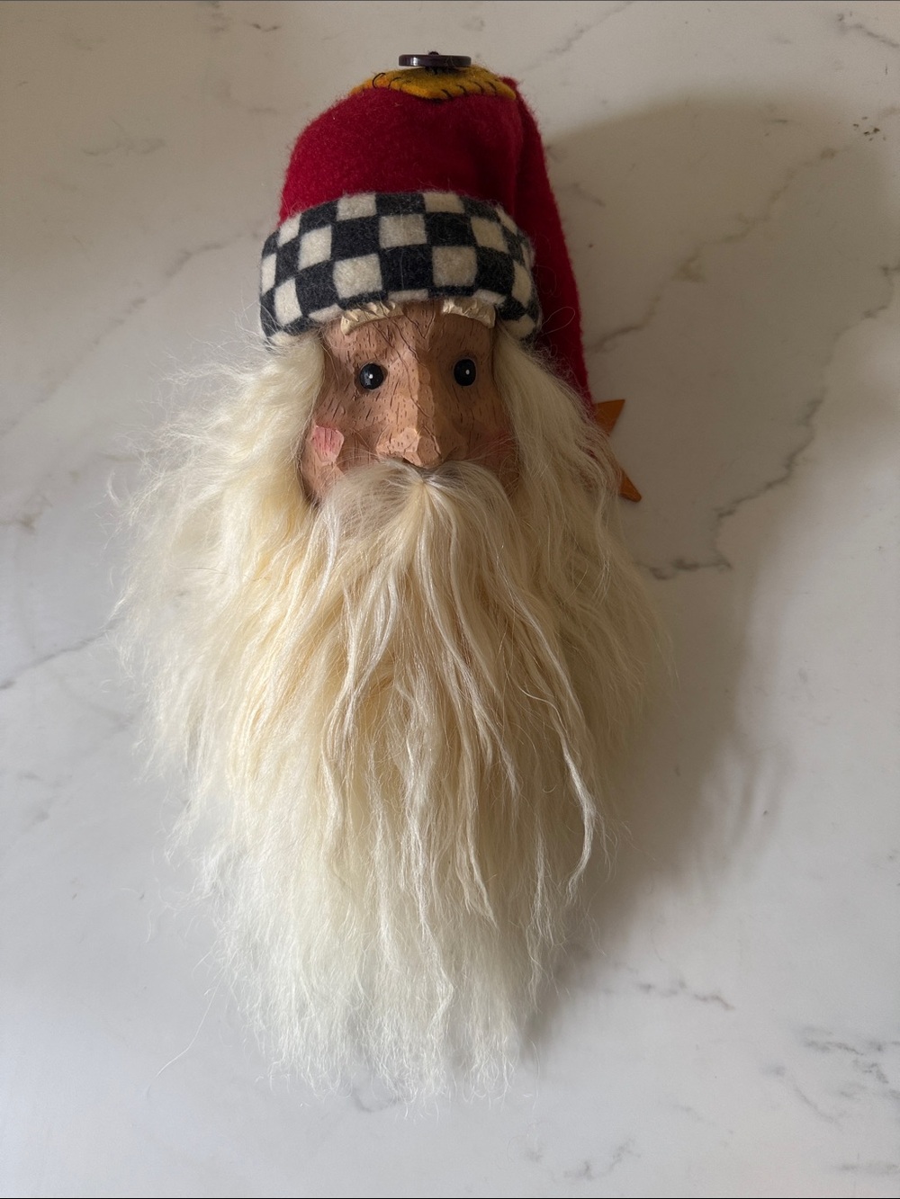 Handcrafted Santa Tree Topper Real Fur Beard - Picture 3 of 10